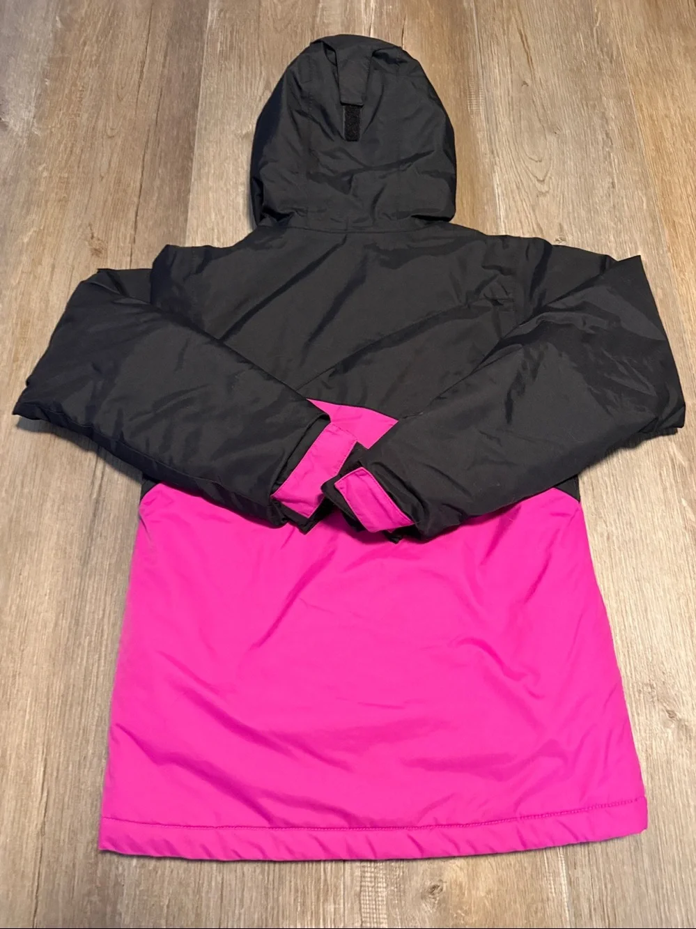 Columbia Girls' Black and Hot Pink Hooded Puffer Jacket